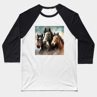 Painted picture of three horses Baseball T-Shirt